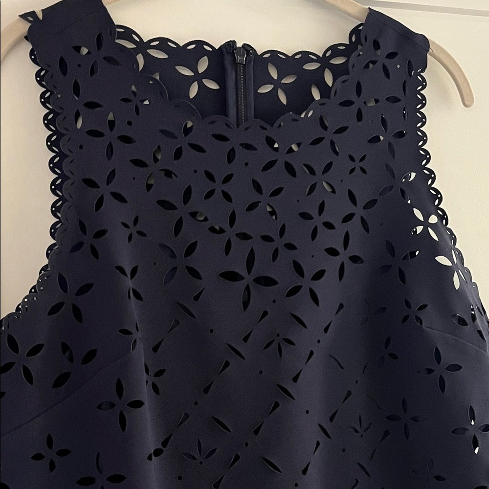 J. Crew Midnight Blue Sleeveless Laser Cut Dress